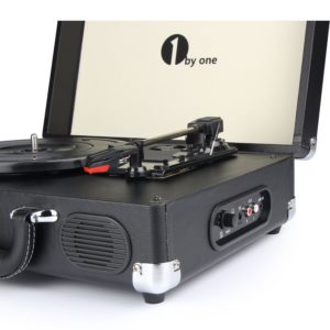 1Byone Belt Drive 3 Speed Portable Stereo Turntable in Black 