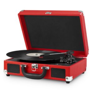 Innovative Technology Nostalgic 3-Speed Vintage Bluetooth Turntable open red