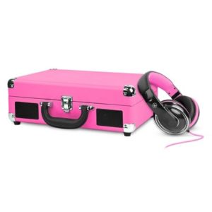 Pink Innovative Technology Nostalgic 3-Speed Vintage Bluetooth Turntable