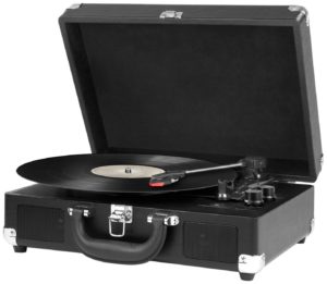 Innovative Technology Nostalgic 3-Speed Vintage Bluetooth Turntable open Black